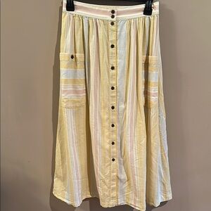 Patagonia Striped Yellow Button-Down Skirt